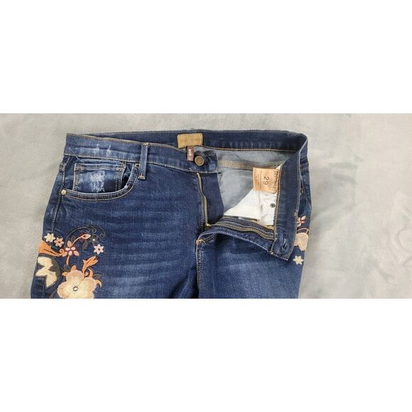 Driftwood Marilyn Jeans Womens 29 Floral brown cream Embroidered Skinny Stretch - Picture 9 of 12